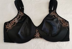 Wonder Bra Black Embroidered Bra Size 38DD